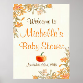 Välkomstskylt för Pumpkin Fall Autumn Boho Baby Sh Poster