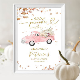 Välkomstskylt för Pumpkin Fall Girl Baby Shower Poster