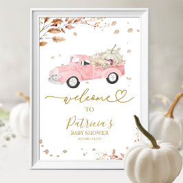 Välkomstskylt för Pumpkin Fall Girl Baby Shower Poster