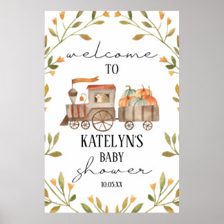 Välkomstskylt för Pumpkin Tåg Baby Shower Poster