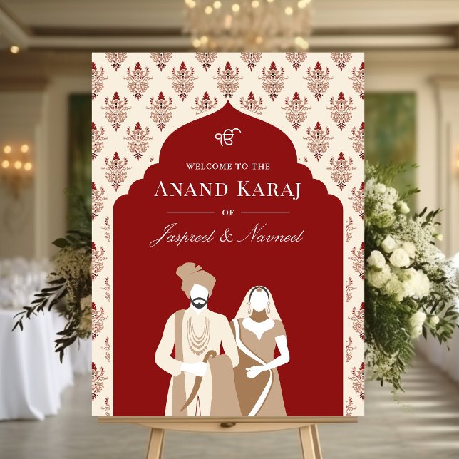 Välkomstskylt för Red Cream Anand Karaj Sikh Bröll Poster (Skapare uppladdad)