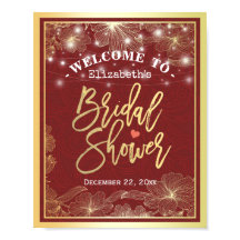 Välkomstskylt för Red & Guld Blommigt Ram Möhippa