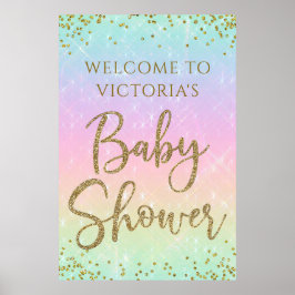 Välkomstskylt för regnbågs-babyshower poster