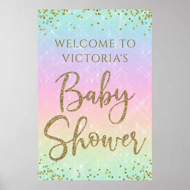 Välkomstskylt för regnbågs-babyshower poster (Framsidan)