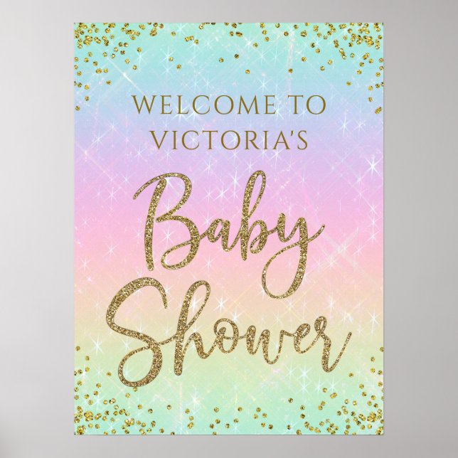 Välkomstskylt för regnbågs-babyshower poster (Framsidan)