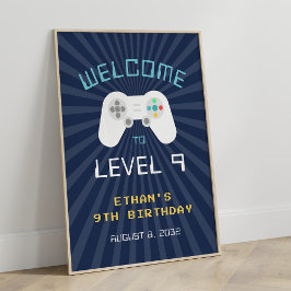 Välkomstskylt för Retro Gamer Theme Barns födelsed Poster
