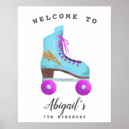 Välkomstskylt för Retro Roller Skal Födelsedagsfes Poster