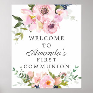 välkomstskylt för Ro & Peonies Firde Communion Poster