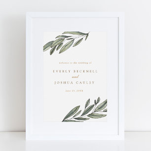 Välkomstskylt för Romantic Evergreen Bröllop Poster