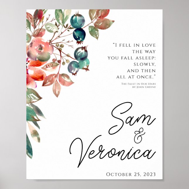 Välkomstskylt för Romantic  Mauve Bröllop Poster (Framsidan)