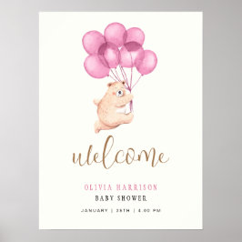 Välkomstskylt för Rosa av batong för babybabyskor Poster
