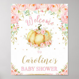Välkomstskylt för  Rosa Blommigt Pumpkin Baby Show Poster