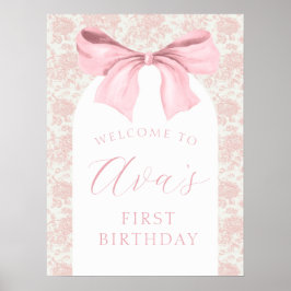 Välkomstskylt för Rosa Bow Birthday Poster