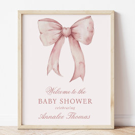 Välkomstskylt för rosa Bow Flicka Shower Poster