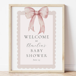 Välkomstskylt för rosa Bow Flicka Shower Poster