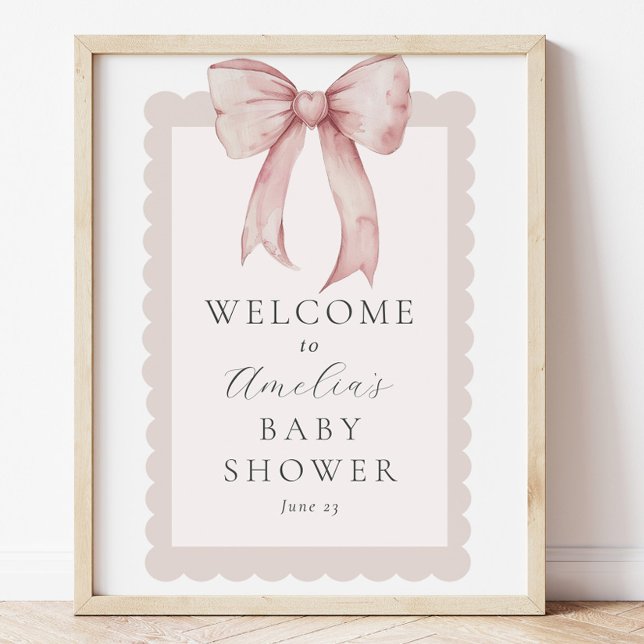 Välkomstskylt för rosa Bow Flicka Shower Poster (Skapare uppladdad)