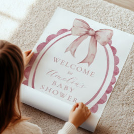 Välkomstskylt för rosa Bow Flicka Shower Poster