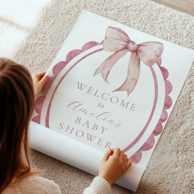 Välkomstskylt för rosa Bow Flicka Shower Poster (Skapare uppladdad)