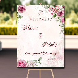 Välkomstskylt för rosa indisk förlovning poster