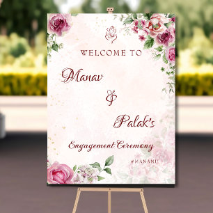 Välkomstskylt för rosa indisk förlovning poster
