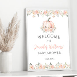 Välkomstskylt för rosa Little Pumpkin Flicka Showe Poster