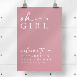 Välkomstskylt för Rosa med minimalistisk babyutlös Poster