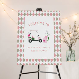Välkomstskylt för rosa Modern Golf Baby Shower
