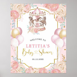 Välkomstskylt för rosa och Guld Magic Carousel Poster