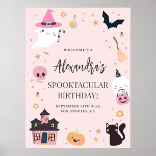 Välkomstskylt för rosa Spooky Birthday Poster