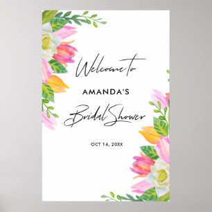 Välkomstskylt för rosa Tulip Möhippa Poster