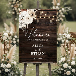 Välkomstskylt för Rustic Boho Botanical Bröllop Poster