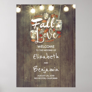 Välkomstskylt för Rustic Fall Wedding Poster