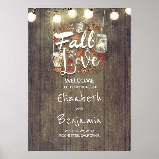 Välkomstskylt för Rustic Fall Wedding Poster (Framsidan)