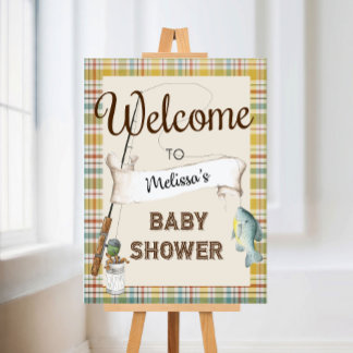 Välkomstskylt för Rustic Fishing Baby Shower Poster