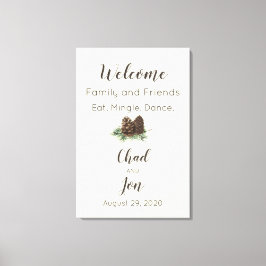Välkomstskylt för Rustic gräs cone Bröllop Canvastryck