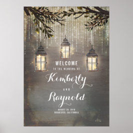 Välkomstskylt för Rustic Lantern Ljus Bröllop Poster