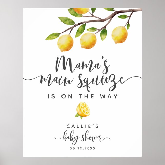 Välkomstskylt för Rustic Lemon Summer Baby Shower Poster (Framsidan)
