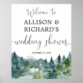 Välkomstskylt för rustic mountain bröllopsdusch poster