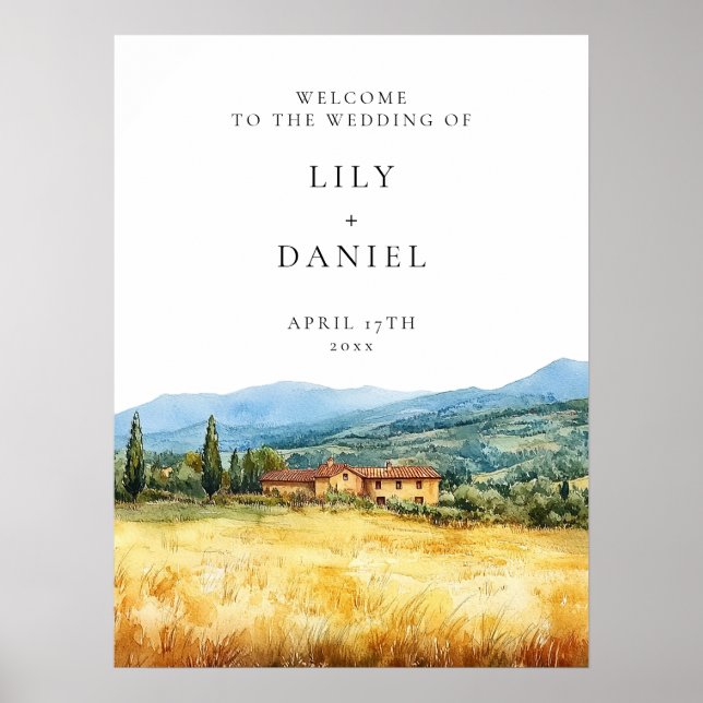 Välkomstskylt för rustik lantlig Tuscany-hälsning Poster (Framsidan)