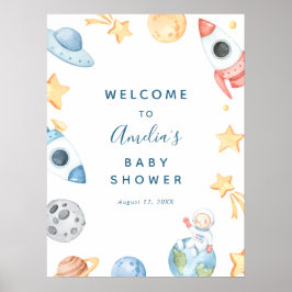 Välkomstskylt för Rymden Baby Shower Poster