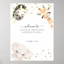 Välkomstskylt för Safari Animal Gender Reveal
