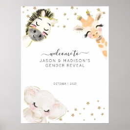 Välkomstskylt för Safari Animal Gender Reveal Poster