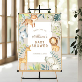 Välkomstskylt för safari-babydusch poster