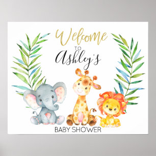 Välkomstskylt för Safari Jungle Animals Baby Showe Poster