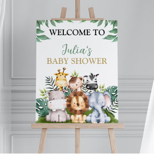 Välkomstskylt för Safari Jungle Animals Baby Showe Poster
