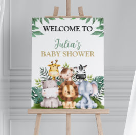 Välkomstskylt för Safari Jungle Animals Baby Showe Poster