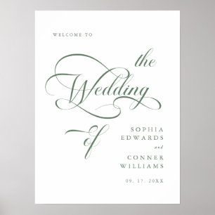 Välkomstskylt för Sage Grönt Elegant Classy Bröllo Poster