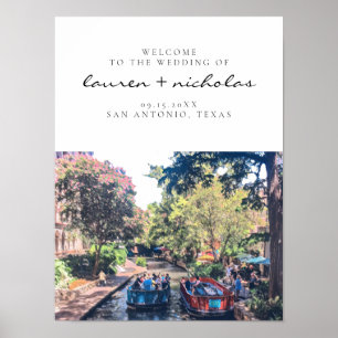 Välkomstskylt för San Antonio Riverpromenad Bröllo Poster