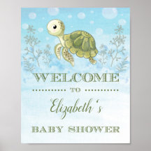 Välkomstskylt för Sea Turtle Baby Shower Bay Ocean