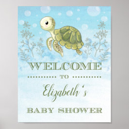 Välkomstskylt för Sea Turtle Baby Shower Bay Ocean Poster